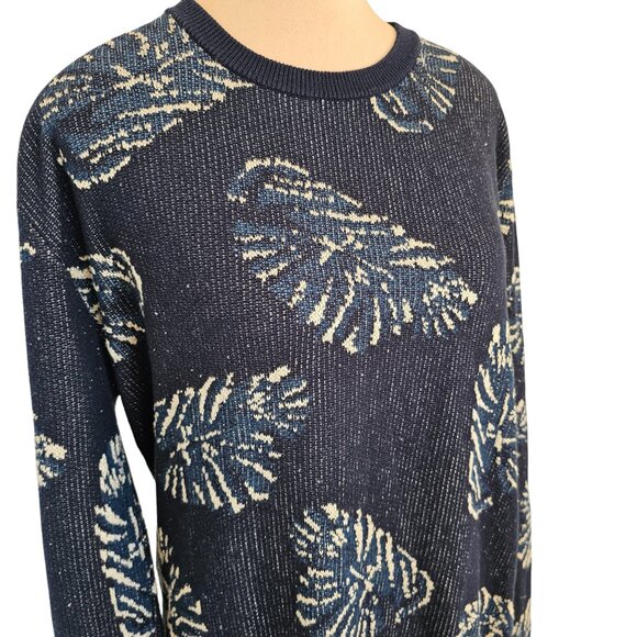Scotch & Soda Navy Blue and Cream Leaf Crew Neck Sweater Sz M - Picture 3 of 12